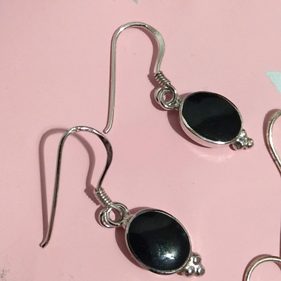 Onyx & Sterling Silver Earring Bundle 2 Pair Bundle - Picture 2 of 9